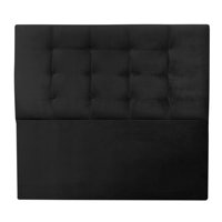 Espacio Hogar - Respaldo Botone Premium 1,5 Plazas Felpa Negro