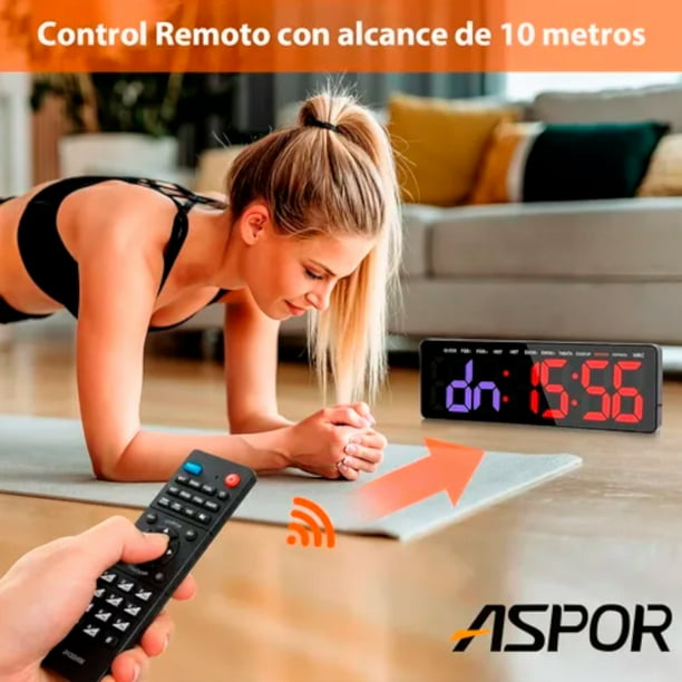 Reloj Cronómetro Pared Digital Gimnasio Con Control 11 Modos Lider