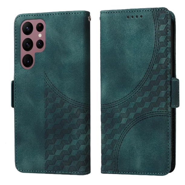 Carcasa FOXDOCK Samsung Galaxy S22 Ultra de cuero PU, diseño acolchado clásico, protección contra caídas y rayones
