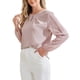 thumbnail image 4 of Blusa de Chifón con Cuello de Ojal y Mangas de Patchwork Elegante para el Trabajo de INSPIRE CHIC para Mujer Regreso a Clases M Gris Púrpura, 4 of 6