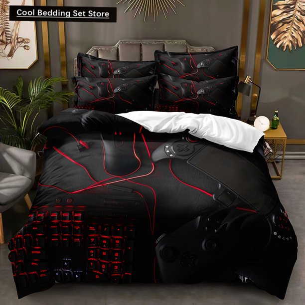 v661 Bed Sheets Gamer Bedding Sets for Boys Gaming Duvet Cover Set Video Games Comforter Cover Designs Bed Set with Pillowcase 3-Piece Bedding Set (1 Duvet Cover + 2 Pillow Shams) Bed Sheets ju661