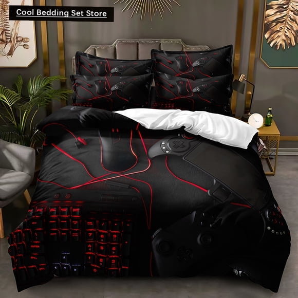v661 Bed Sheets Gamer Bedding Sets for Boys Gaming Duvet Cover Set Video Games Comforter Cover Designs Bed Set with Pillowcase 3-Piece Bedding Set (1 Duvet Cover + 2 Pillow Shams) Bed Sheets ju661