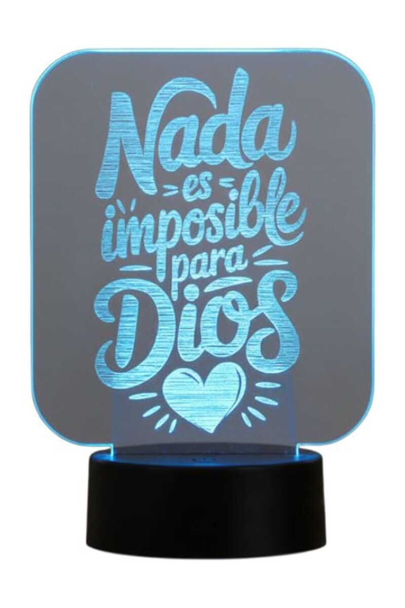 Lampara Ilusion 3D Frase: Nada Es Imposible Para Dios De 7 Colores, Base Touch