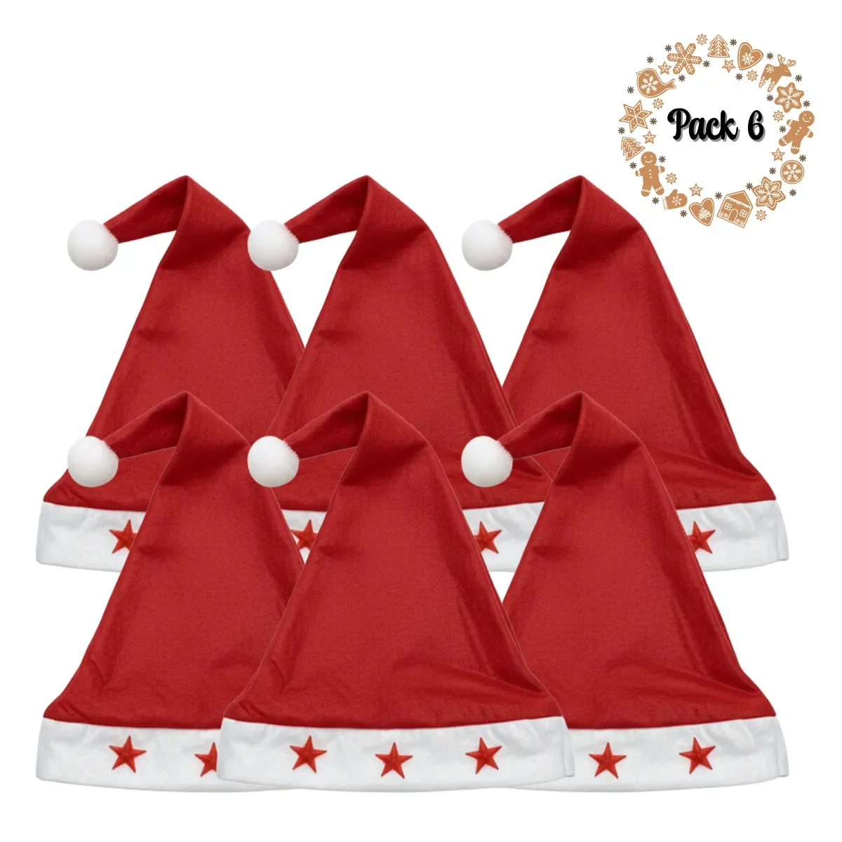 Genérico - Pack 6 Gorros De Navidad Con Luces Viejo Pascuero Adorno Navidad 2025