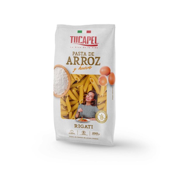 Fideo Pasta de Arroz Rigati Bolsa, 250 g