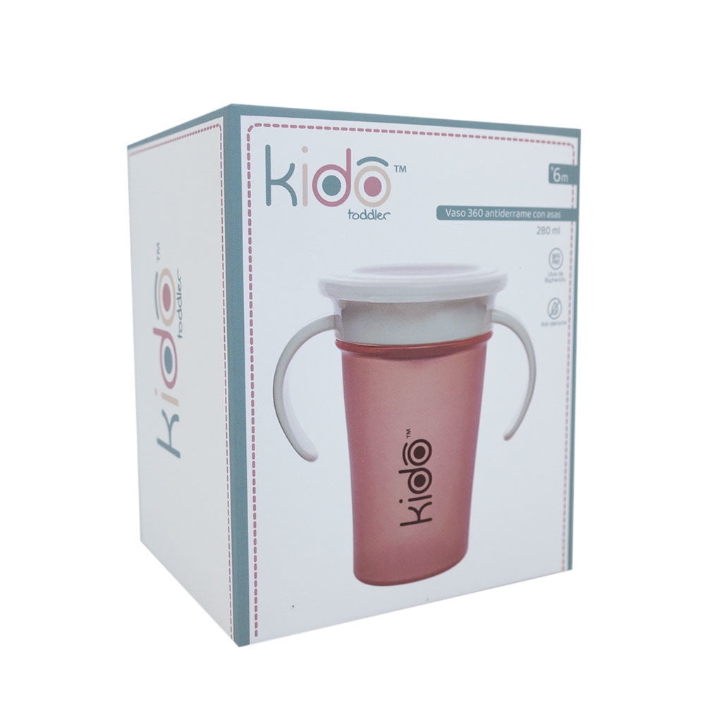 Vaso Antiderrame 280ml Con Asas Surtido Kido