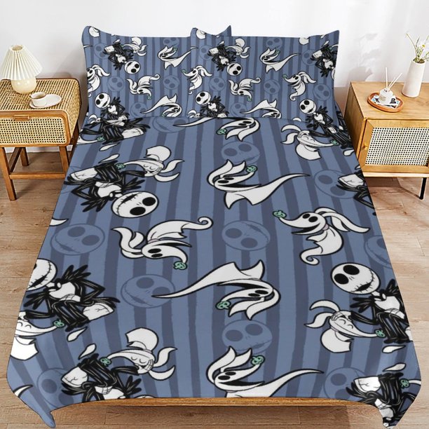 Nightmare Before Christmas Bedding Set Duvet Cover Comfortable and Lightweight Cartoon Bedding 3 Piece Bed Set