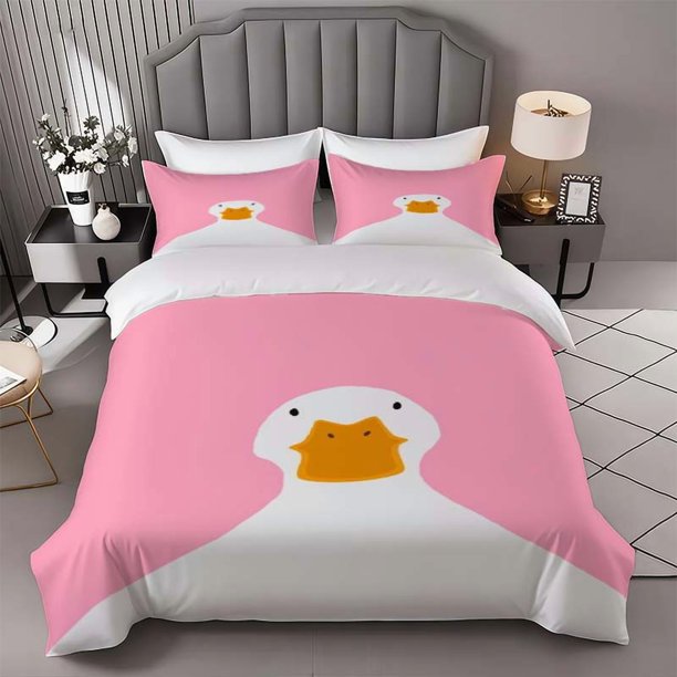 White Duck Theme Bedding Set | Includes 1 Duvet Cover and 2 Pillowcases Soft and Comfortable Suitable for All Seasons