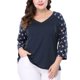 thumbnail image 1 of Agnes Orinda Blusa de Mujer Talla Grande para Escuela y Universidad Casual Floral Cuello en V Mangas Raglán 3/4 para Comodidad Estilosa y Uso Diario 4X Azul, 1 of 8