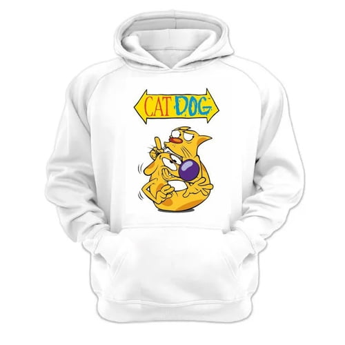 Genérico - Polerón Canguro Cat Dog Blanco Talla S Unisex