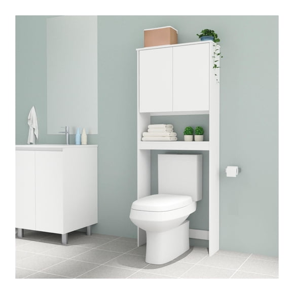 Estante Organizador Baño 2 Puertas 64x21x180 Cm Blanco