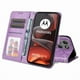 thumbnail image 4 of Funda tipo cartera FOXDOCK para Motorola Moto G15 Power , diseño girasol en relieve, cuero PU, cierre magnético, soporte y tarjetero, 4 of 5