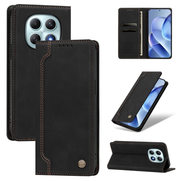 Funda Billetera para Xiaomi Poco M8 5G Imán y Resistente Negro