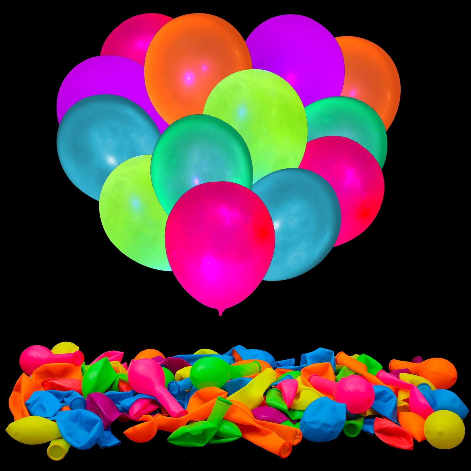 Globos De Neón Uv Gyipfipa, 100 Unidades, Reactivos A La Luz Negra
