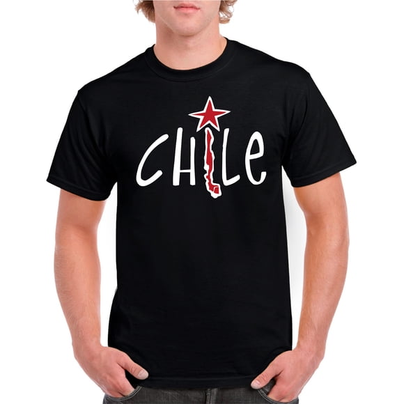 Polera Hombre, color negro, talla XL, Estampado Chile