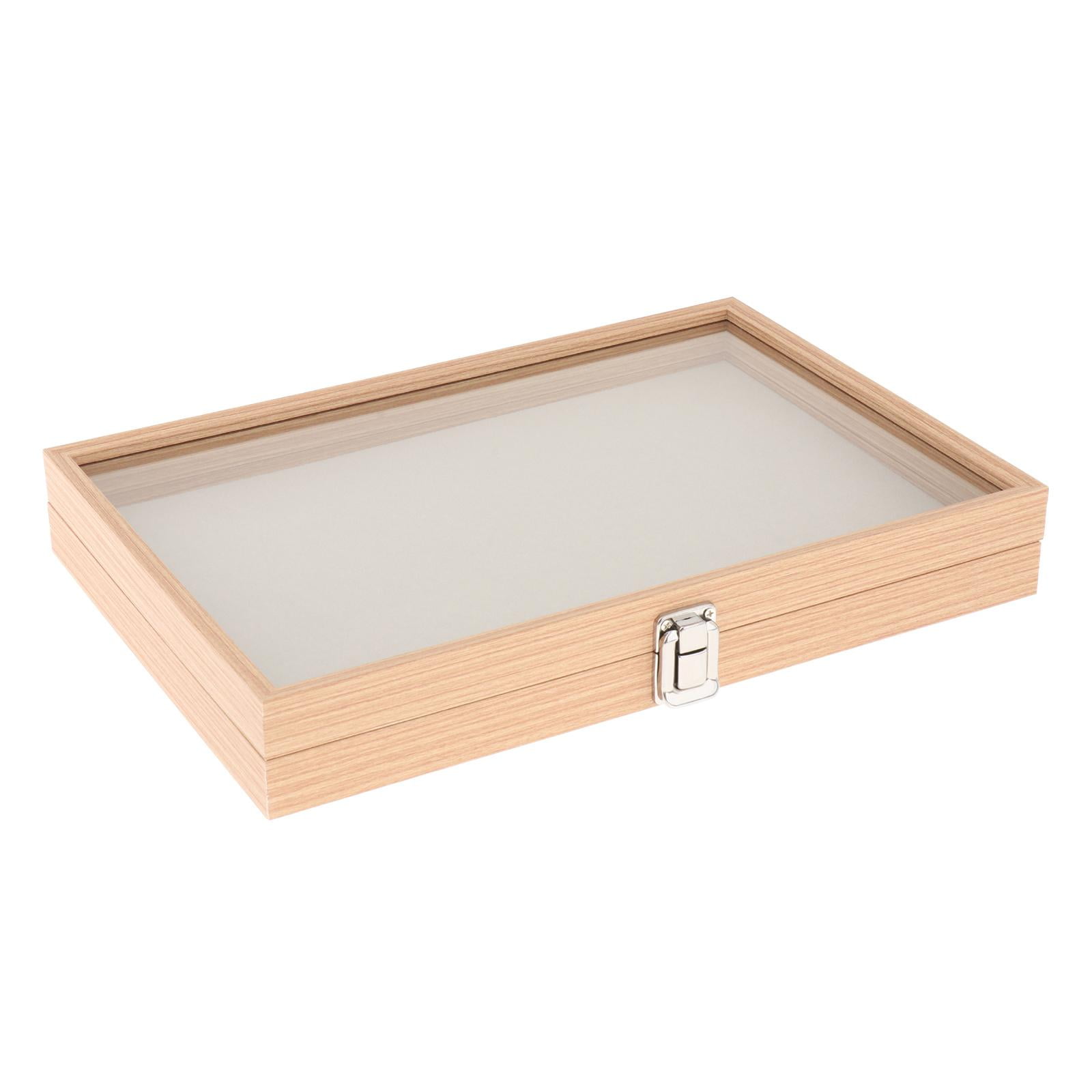 Magideal - Vitrina De Alfileres, Organizador De Alfileres De Broche, Marco De Vidrio, Vitrina, Soporte De Alfileres De Broche, Vitrina De Joyería Para Colección Color Madera