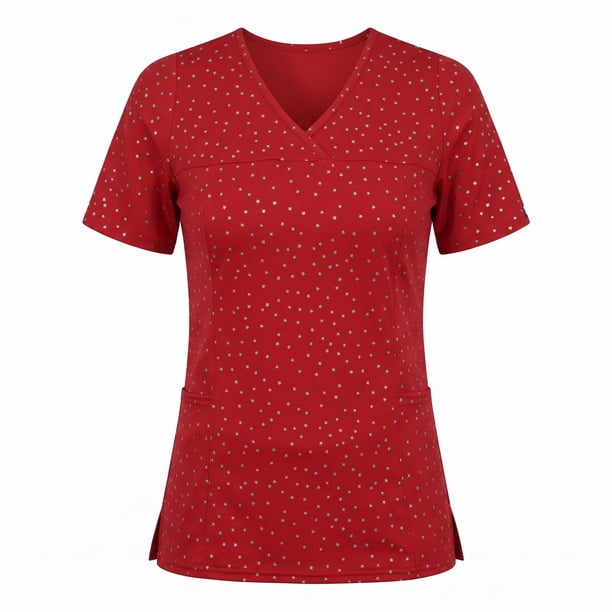 Delantal Mujer tela elasticada estampada. Combina con Rojo