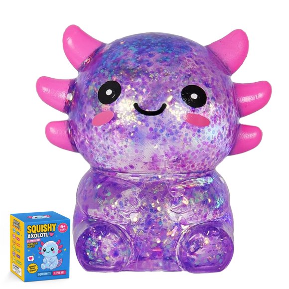 Juguete Aplastable JKQUPHMZR 7 cm Axolote con Brillo