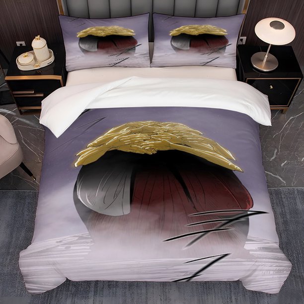 3pcs Giant Black and Red Sphere North Sword Jianghu Theme K-Style Printed Bedding Set Duvet Cover and Pillowcase Set