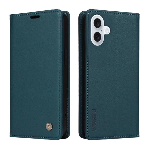 Funda Billetera de Cuero para iPhone 17 con Tarjetero y Soporte - Tapa Magnética Azul