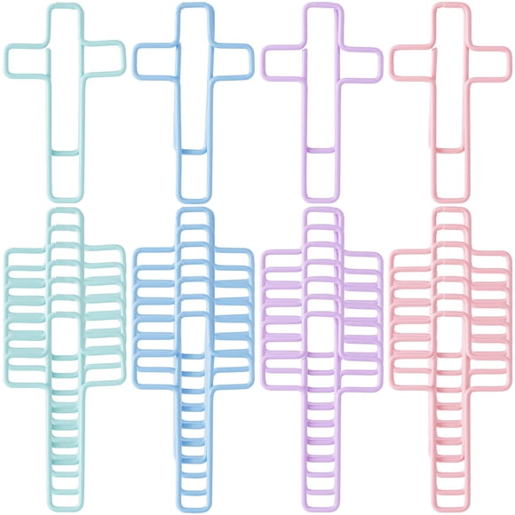 Clips YALOJE Mini con forma de cruz, 32 unidades, 4 colores, metal