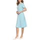 thumbnail image 4 of Vestido de Trabajo en Línea A de INSPIRE CHIC para Mujer, Manga Corta, Cuello Redondo, Vestidos con Volantes y Cinturón, M Azul Claro, 4 of 5