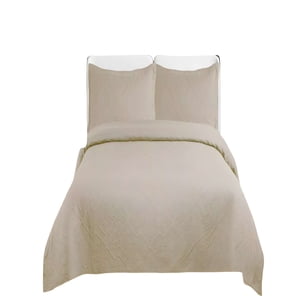 Genérico - Quilt Cubrecama De Verano Con Colores Lisos Super King Café