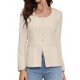 thumbnail image 1 of INSPIRE CHIC Blazers de Negocios Casual para Mujeres con Botones, Cuello Redondo, Manga Larga, Chaquetas de Oficina con Bolsillos XS Albaricoque, 1 of 6