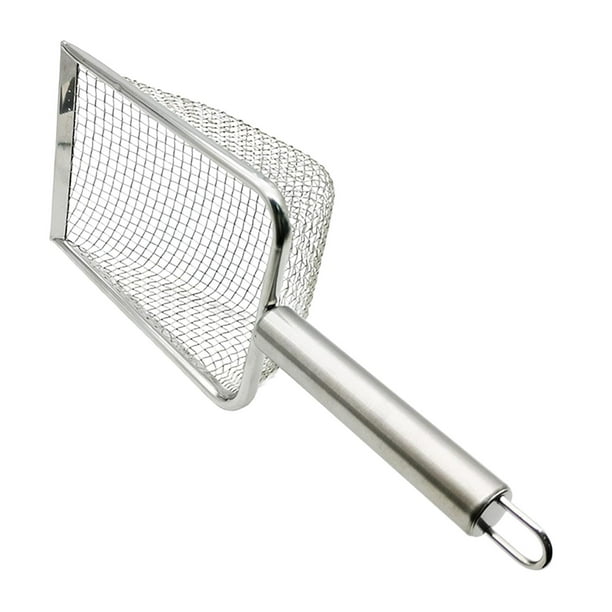 Pala de arena para gatos de malla pequeña de acero inoxidable, limpiador de arena para reptiles de malla fina de metal para lagartos, acuarios, gatito 38 mm x 38 mm