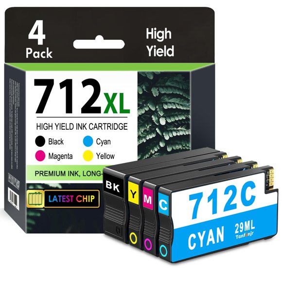 Paquete combinado de cartuchos de tinta TANFENJR 712XL negro, cian y magenta