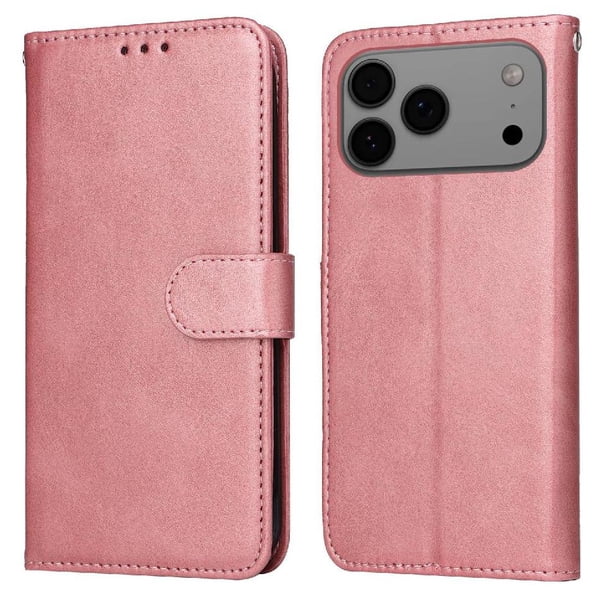 Funda Billetera para iPhone 17 Pro Max con Porta Tarjetas y Soporte Ajustable Rosa
