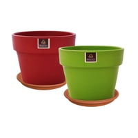 Pottery - Set De 2 Maceta Greta 22Cm Verde Apio Y Morron Y Sus Platos