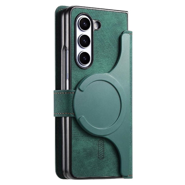 Funda Billetera Magnética para Samsung Galaxy Z Fold 6 Soporte Tarjetas Desmontable Verde