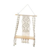 Magideal - Estante Flotante De Madera Para Decoración De Pared, Cuerda Tejida, Arte De Pared, Maceta, Estante Para Dormitorio, Baño, Medidas De Pared Interior,