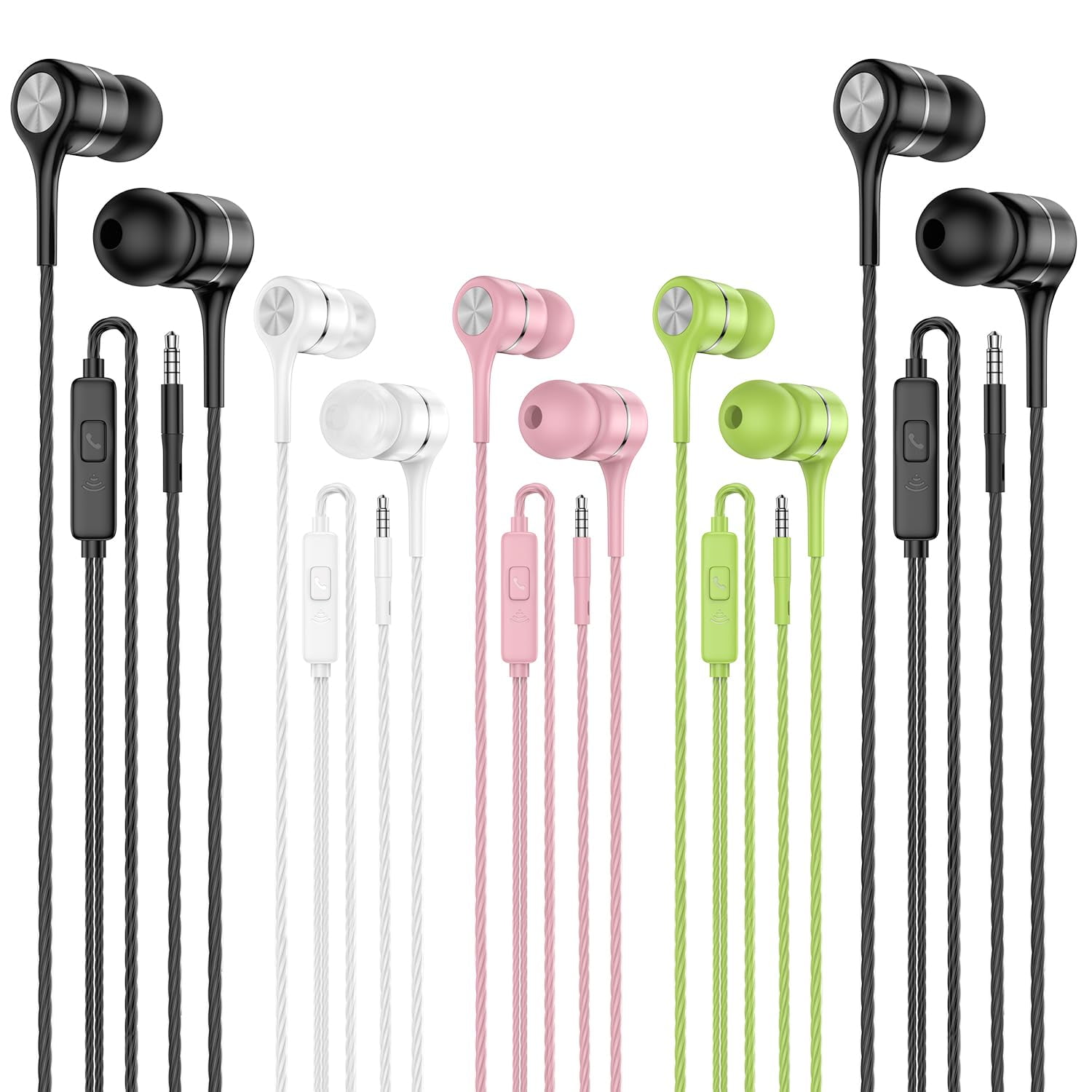 Lwzcam - Auriculares Con Micrófono Con Cable Heavy Bass Paquete De 5