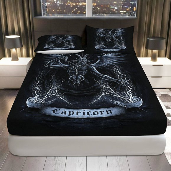 Gothic Capricorn Lightning Fitted Sheet Set Coreless