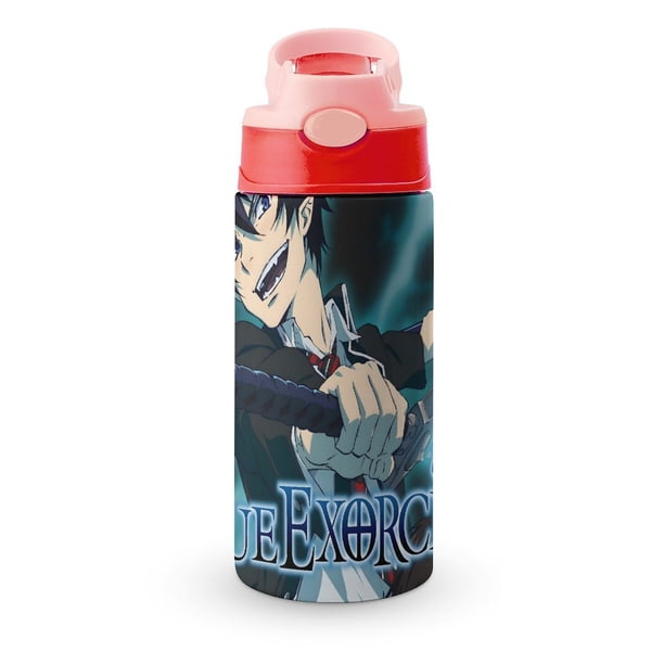 Blue ExorcistBotella de Agua con Tapa Pop Top de Un Toque, Acero Inoxidable, a Prueba de Fugas, para Deportes, Botella Infantil rosa 12 oz