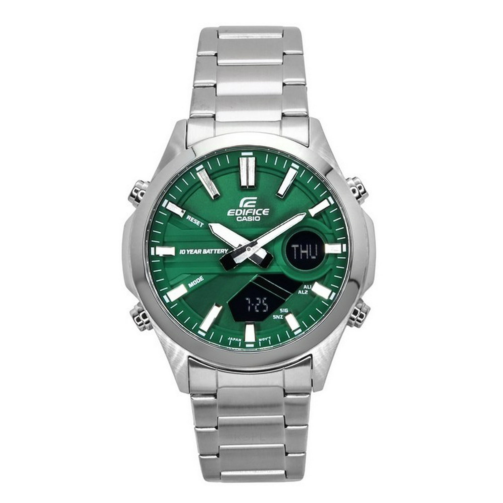Casio - Reloj Edifice Análogo Digital Acero Inoxidable Esfera Verde Cuarzo Efv-c120d-3a 100m Para Hombre