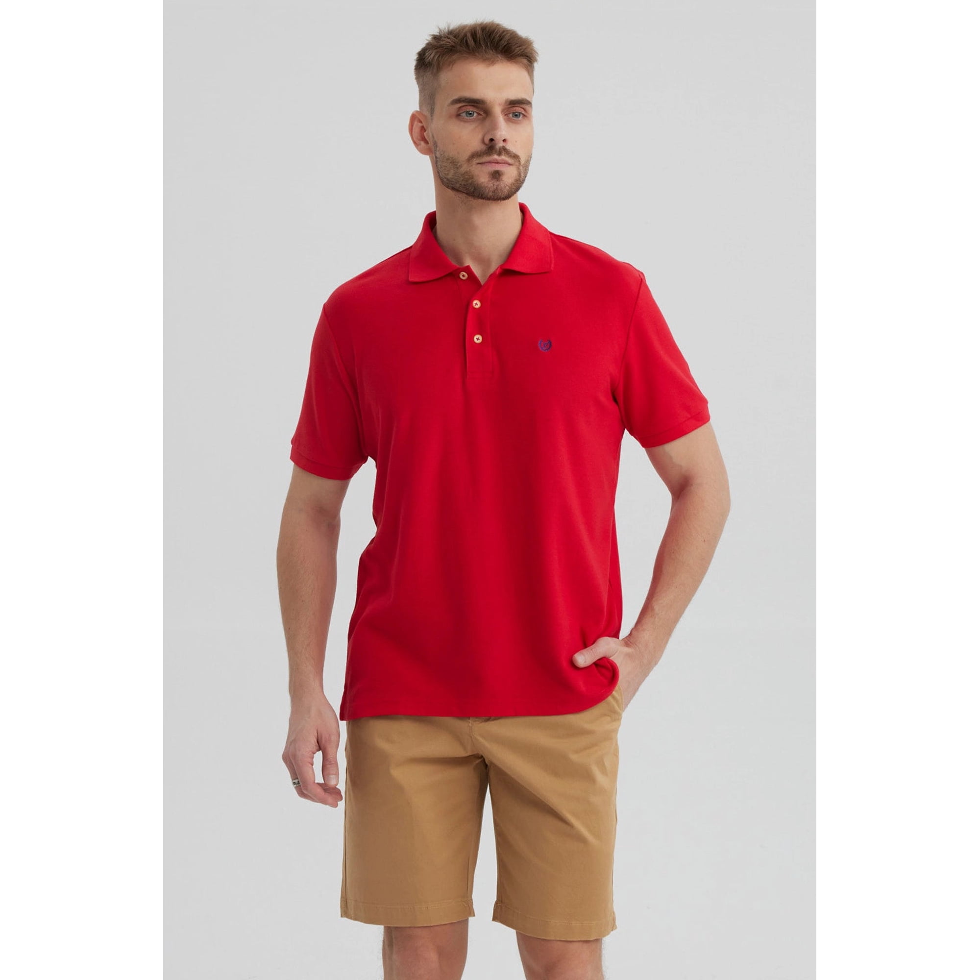 Fashionspark - Polera Hombre Pique Básica Lisa Rojo - Lll