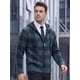 thumbnail image 4 of INSPIRE CHIC Chaqueta de Suéter de Punto a Cuadros con Forro de Lana y Cremallera con Capucha para Hombre L Azul Oscuro, 4 of 6