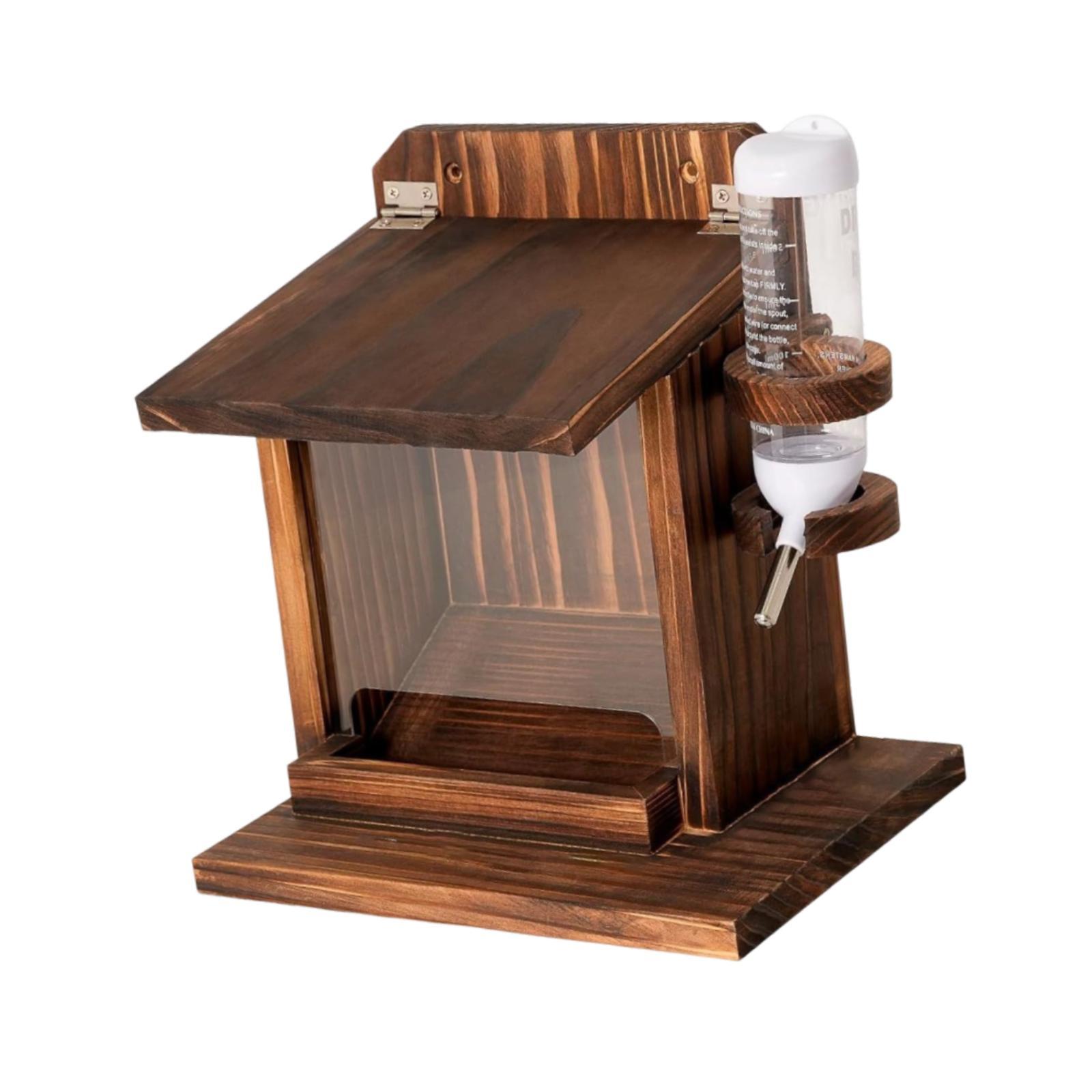 Ioensy - Comedero De Madera Para Ardillas, Estable Y Espacioso, Hecho A Mano Para Decorar Tu Jardín O Patio.