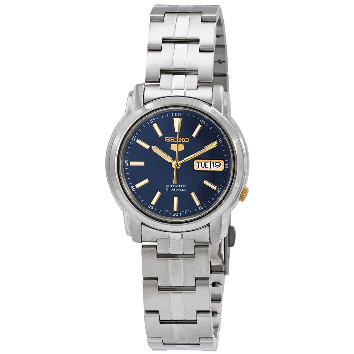 Seiko - Reloj Para Hombre Con Esfera Azul Y Correa De Acero Inoxidable Snkl79