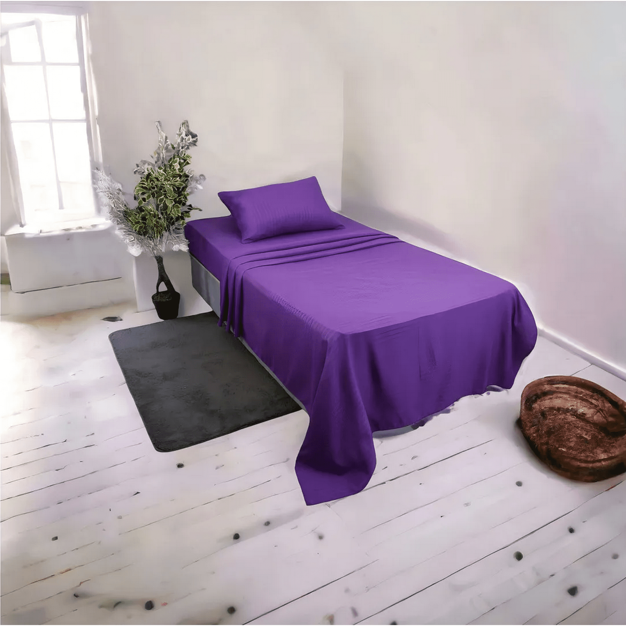 Genérico - Juego Sabanas Unicolor 1.5 Plaza Color Morado