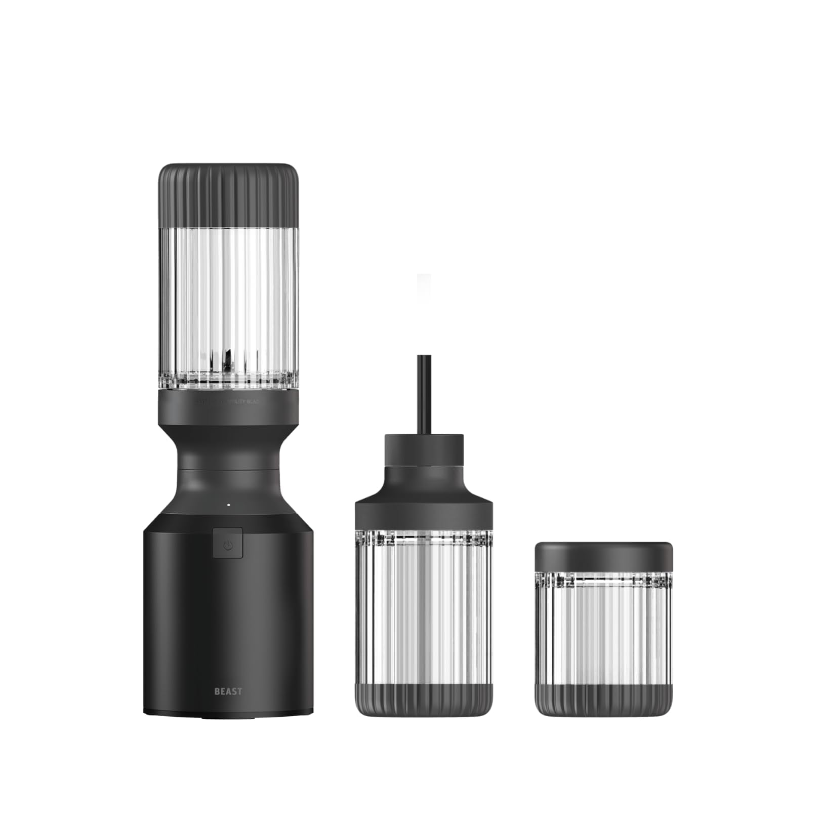 Beast - La Bestia Mini Licuadora Plus | Mini Licuadora De Cocina Para Encimera | Mezcla Batidos Y Batidos, Aderezos, Salsas Y Salsas | Recipientes Adicionales, Tapa De Pajita Y Pajitas Incluidas | 600w (negro