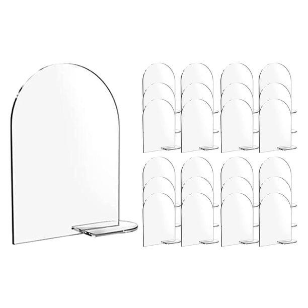 4 "x6" Letreros de acrílico en blanco Soporte de soporte Letrero de menú Pantalla de doble cara Arco Redondo Letreros de acrílico superior para comida , 25 piezas