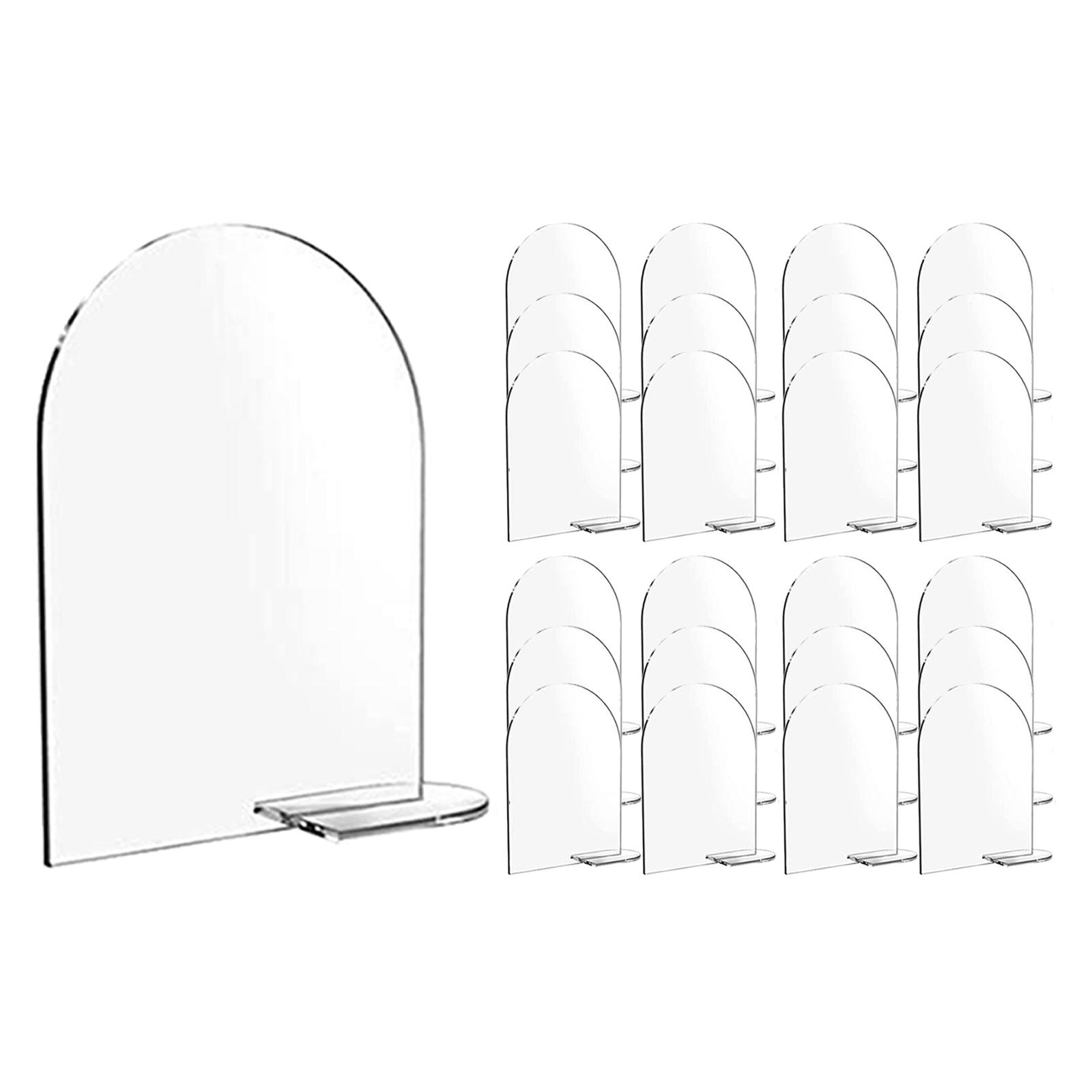 Magideal - 4 ""X6"" Letreros De Acrílico En Blanco Soporte De Soporte Letrero De Menú Pantalla De Doble Cara Arco Redondo Letreros De Acrílico Superior Para Comida , 25 Piezas