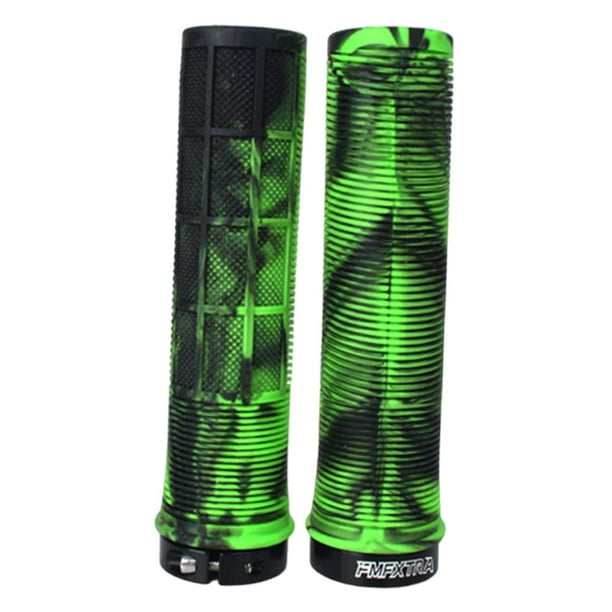 2x Puños para manillar de bicicleta, empuñadura para bicicleta, empuñadura antideslizante, absorción de impactos, diámetro 22 mm, cubierta para manill Negro y verde