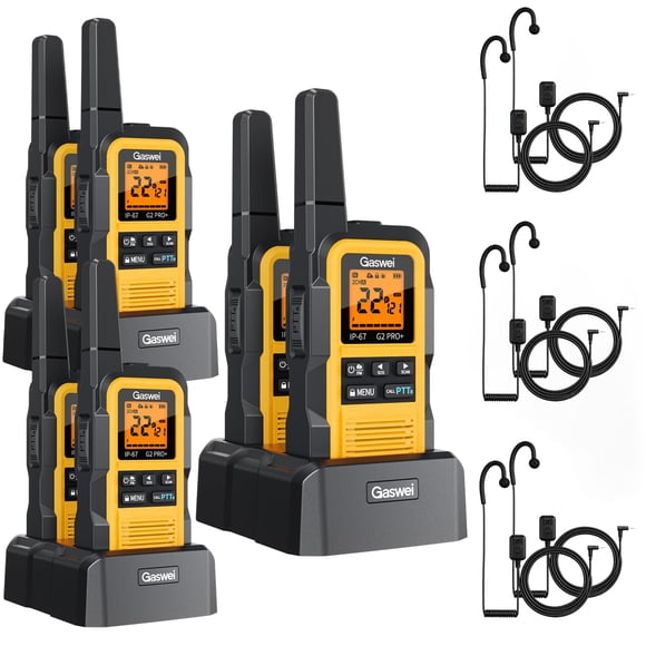 Walkie Talkie Gaswei G2pro+ IP67 Impermeable Pack de 6 - Amarillo