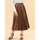 thumbnail image 5 of Falda de fiesta plisada midi con cintura elástica metálica para mujer NOMADIC NOOK XS Marrón, 5 of 7
