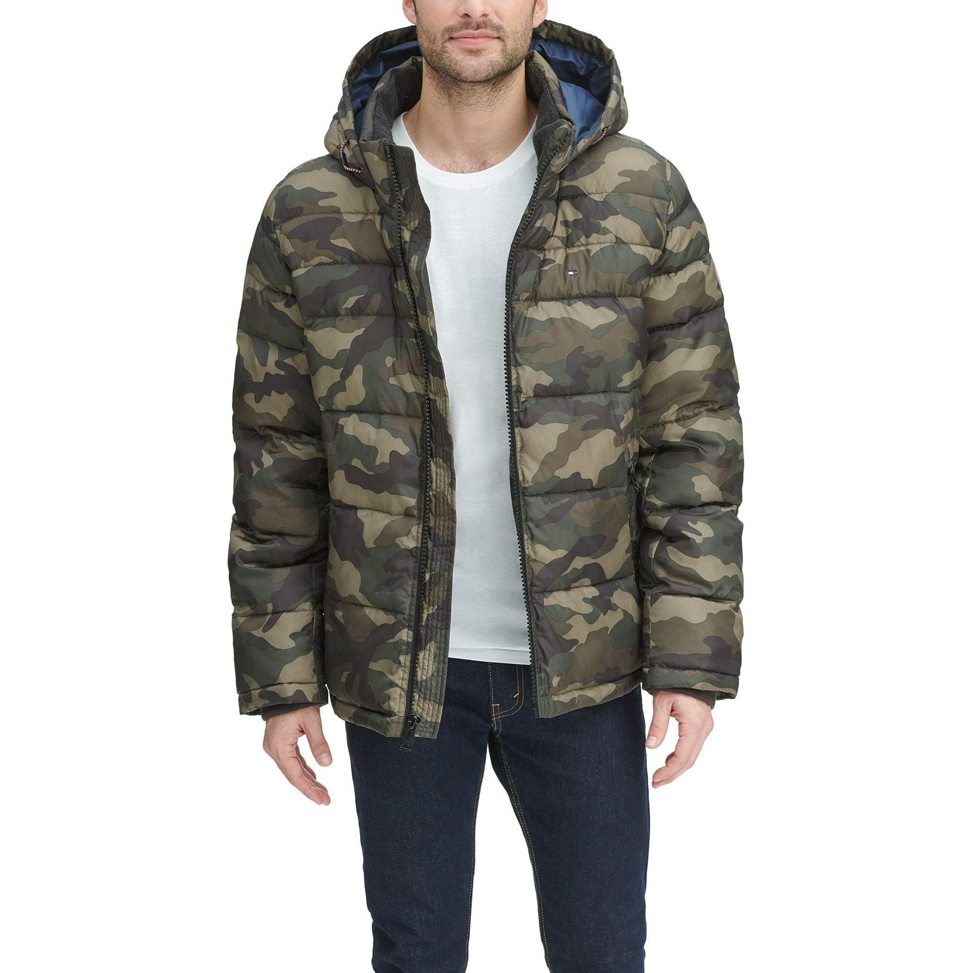 Chaqueta Tommy Hilfiger Classic Con Capucha Acolchada Para Hombre, Camuflaje